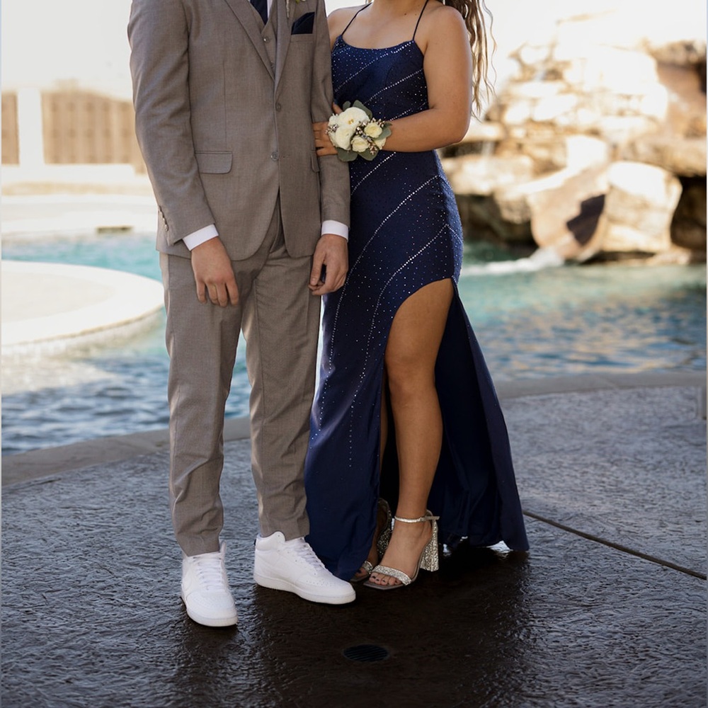 Camille LA VIE Prom Dress!! Color: Navy w/ Rhinestones